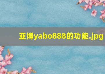 亚博yabo888的功能